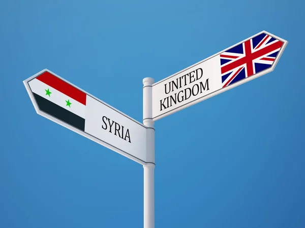 Siria Reino Unido Sign Flags Concept —  Fotos de Stock