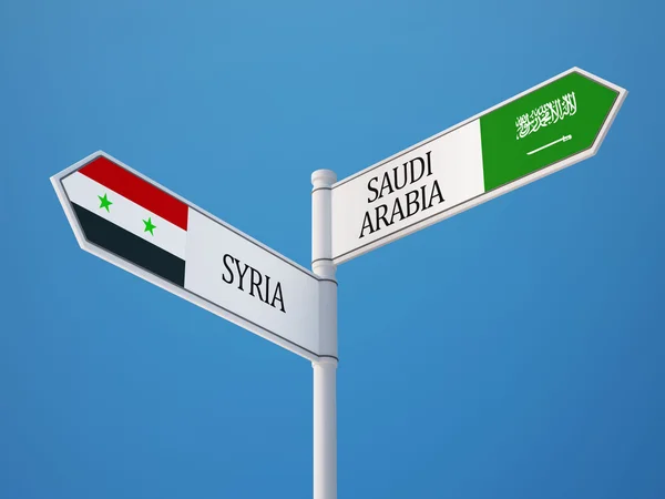 Syria Saudi Arabia  Sign Flags Concept — Stock Photo, Image