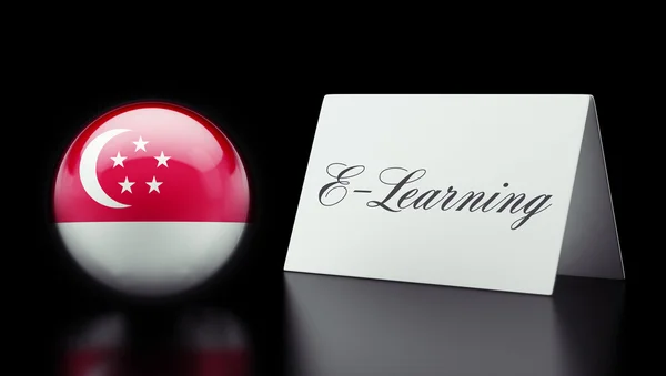Singapur E-Learning koncepcja — Zdjęcie stockowe