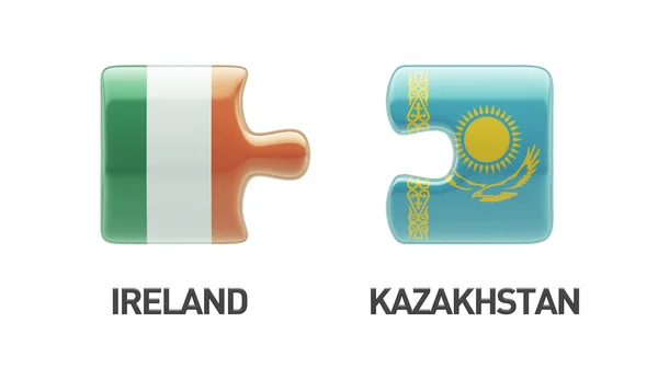 Kazachstán Irsko Puzzle koncept — Stock fotografie