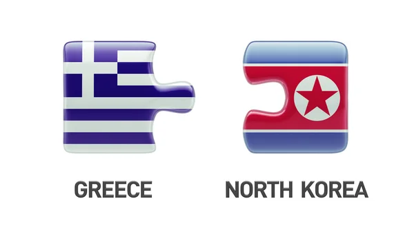 North Korea Greece  Puzzle Concept — Stock Photo, Image