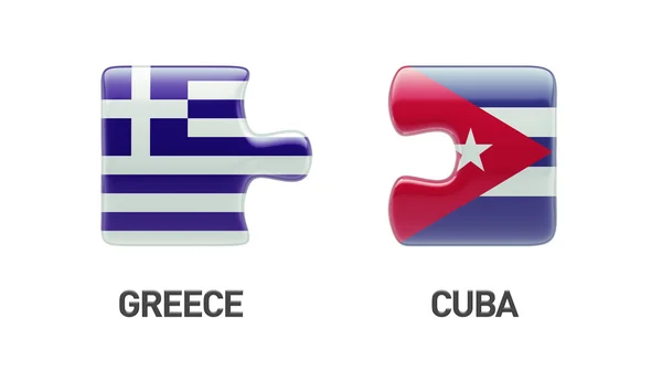 Koncept Puzzle Řecko Kuba — Stock fotografie