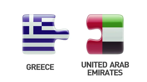 United Arab Emirates Greece Puzzle Concept — Stock Photo, Image