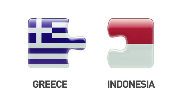 Indonesia Greece  Puzzle Concept — Stock Photo, Image