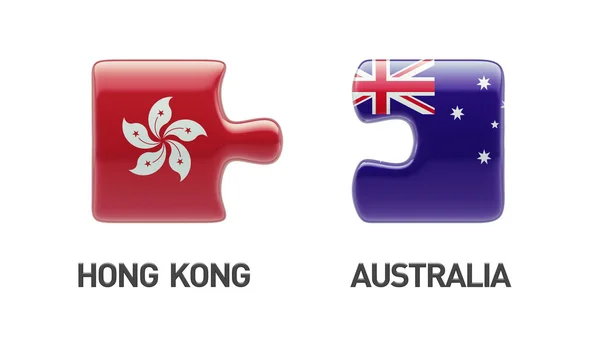 Australia Hong Kong  Puzzle Concept — Stock Photo, Image