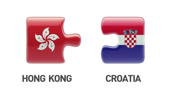 Horvátország Hong Kong Puzzle koncepció — Stock Fotó