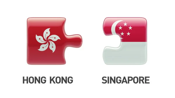 Singapore Hong Kong  Puzzle Concept — Stock Photo, Image