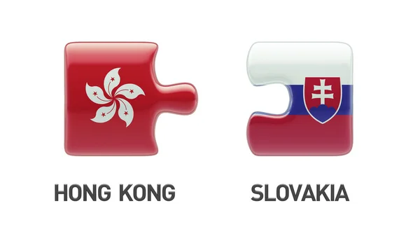Szlovákia Hong Kong Puzzle koncepció — Stock Fotó