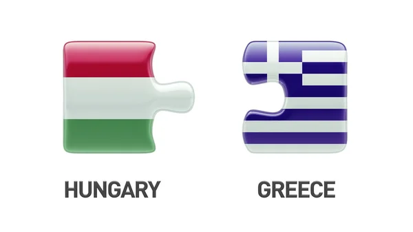 Hungría Grecia Puzzle Concepto — Foto de Stock