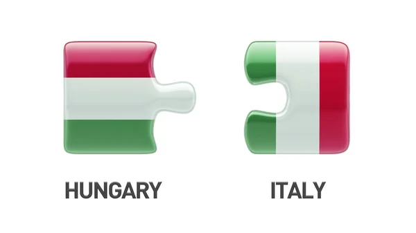 Italy Hungary  Puzzle Concept — Stock Photo, Image