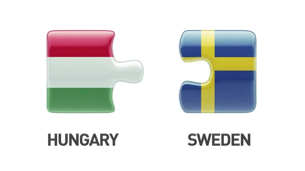 Švédsko Maďarsko logická koncepce — Stock fotografie