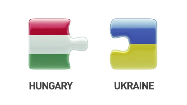 Ukraine Hungary  Puzzle Concept — Stock Photo, Image