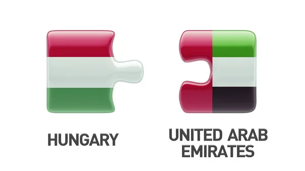 संयुक्त अरब अमिराती हंगेरी कोडे संकल्पना — स्टॉक फोटो, इमेज
