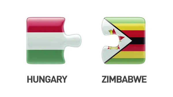 津巴布韦匈牙利拼图概念 — 图库照片