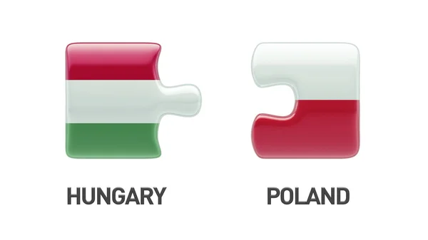 Poland Hungary  Puzzle Concept — Stock Photo, Image