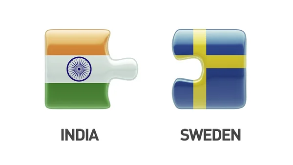 Schweden Indien Puzzle-Konzept — Stockfoto