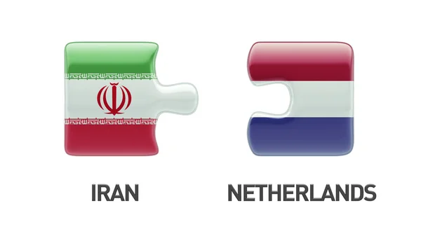 Netherlands Iran  Puzzle Concept — Stock Photo, Image