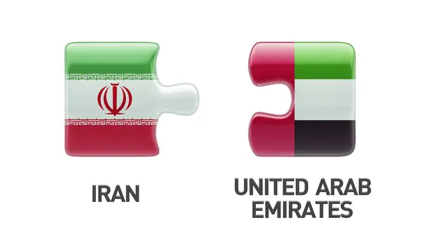 阿拉伯联合酋长国伊朗拼图概念 — 图库照片