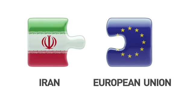 European Union Iran  Puzzle Concept — Stock Photo, Image