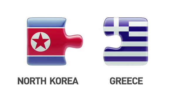 North Korea Greece  Puzzle Concept — Stock Photo, Image