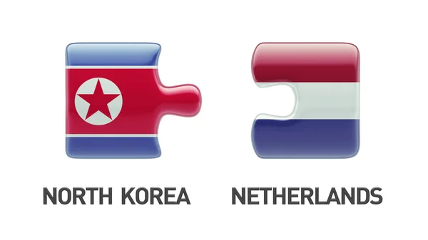 Netherlands North Korea  Puzzle Concept — Stock Photo, Image