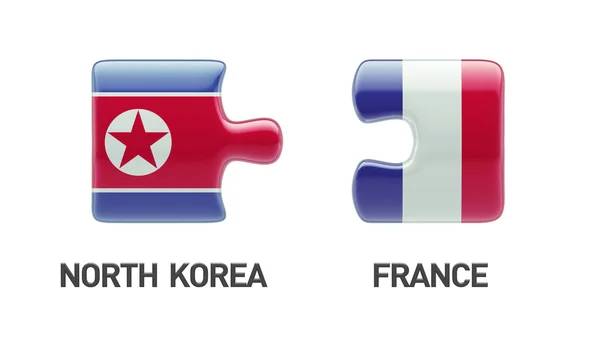France Corée du Nord Puzzle Concept — Photo