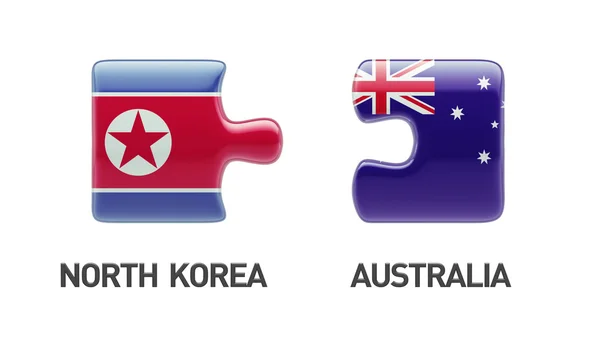 Koncept Puzzle Severní Korea Austrálie — Stock fotografie