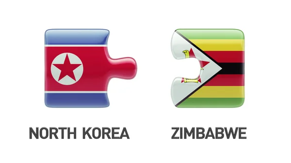 Zimbabwe North Korea  Puzzle Concept — Stock Photo, Image