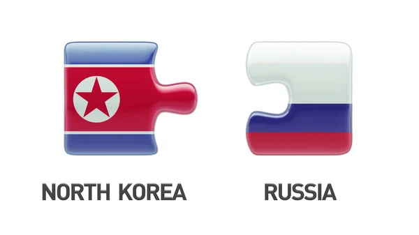 俄罗斯朝鲜拼图概念 — 图库照片