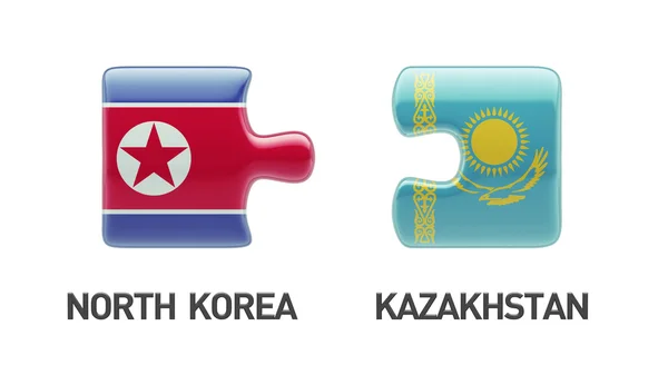 Kazakhstan North Korea  Puzzle Concept — Stock Photo, Image