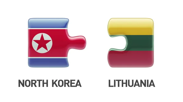 Lituania Corea del Nord Puzzle Concept — Foto Stock
