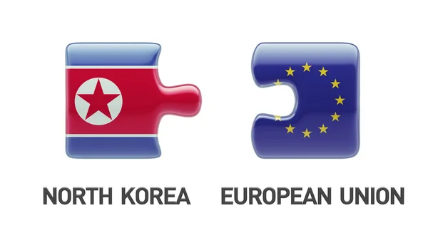 European Union North Korea  Puzzle Concept — Stock Photo, Image
