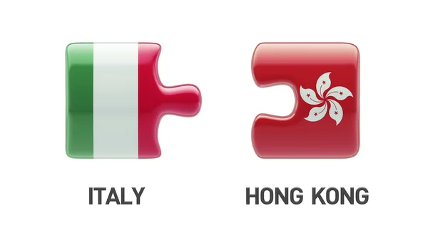 Italy Hong Kong  Puzzle Concept — Stock Photo, Image