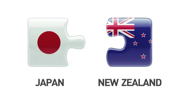 New Zealand Japan  Puzzle Concept — Stock Photo, Image
