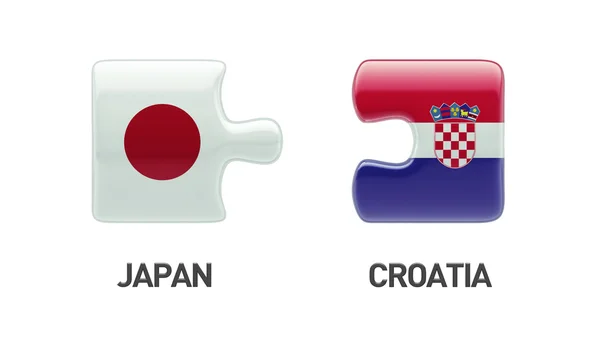 Horvátország japán Puzzle koncepció — Stock Fotó