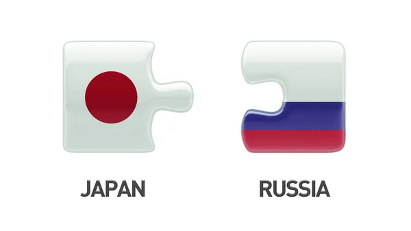 Oroszország-japán Puzzle koncepció — Stock Fotó