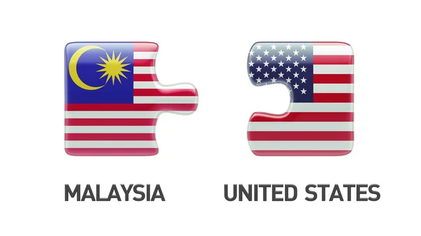 United States Malaysia  Puzzle Concept — Stock Photo, Image