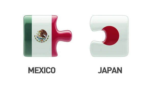 Mexico Japan Puzzle Concept — Stock Photo, Image