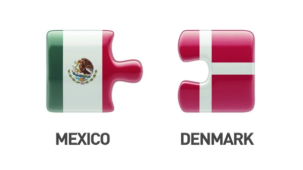 Denmark Mexico Puzzle Concept — Stock Photo, Image