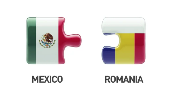 Romania Mexico Puzzle Concept — Stock Photo, Image