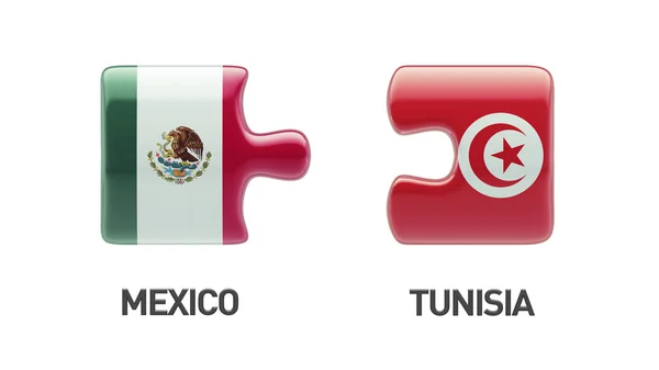 Tunisia Mexico Puzzle Concept — Stock Photo, Image