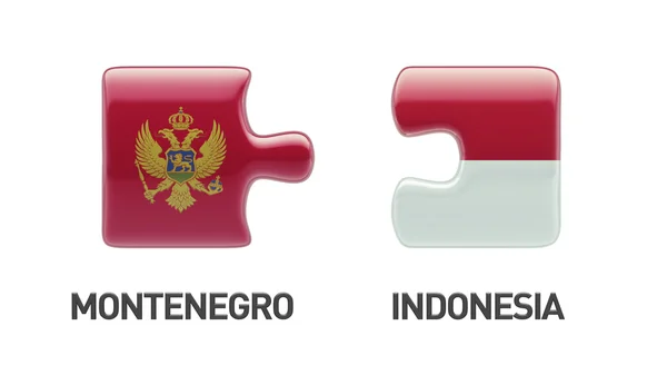 Konsep Puzzle Indonesia Montenegro — Stok Foto