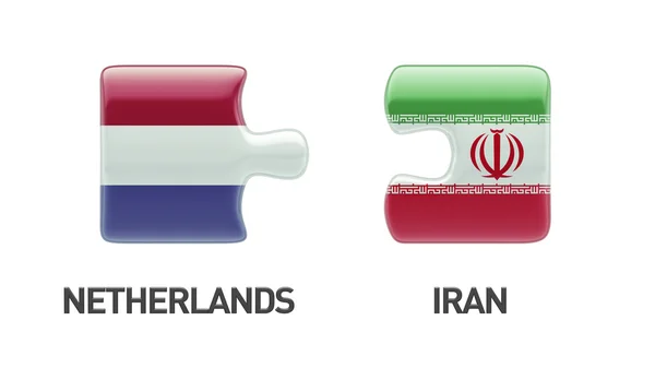 Nizozemsko Írán logická koncepce — Stock fotografie