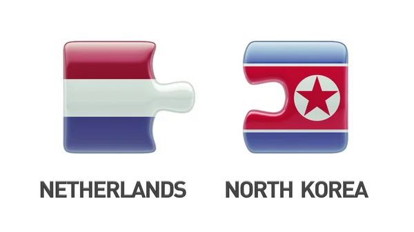 Netherlands North Korea  Puzzle Concept — Stock Photo, Image