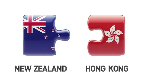 New Zealand Hong Kong  Puzzle Concept — Stock Photo, Image