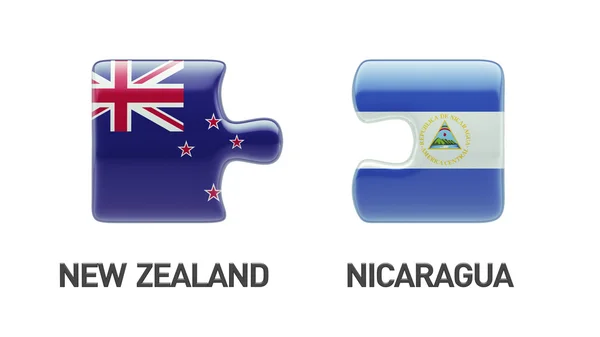 Nicaragua New Zealand  Puzzle Concept — Stock Photo, Image