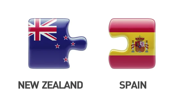 Spain New Zealand  Puzzle Concept — Stock Photo, Image