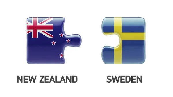 Sweden New Zealand  Puzzle Concept — Stock Photo, Image