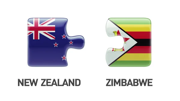 Zimbabwe New Zealand  Puzzle Concept — Stock Photo, Image