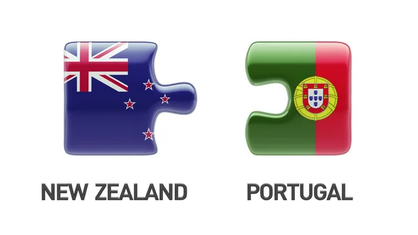 Portugal New Zealand  Puzzle Concept — Stock Photo, Image